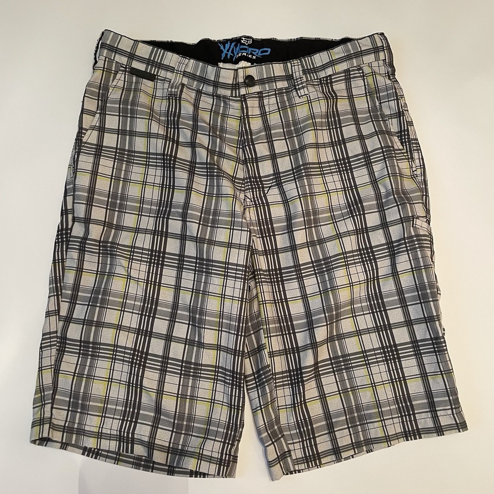 Fox Hydro Series Men's‎ Shorts 34 Gray Plaid Swim Outdoor